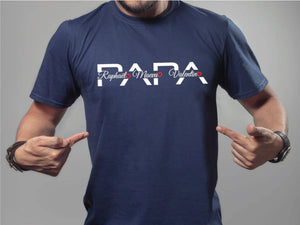 T-shirt PAPA avec prénom des enfants