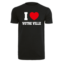 Charger l&#39;image dans la galerie, T-shirt femme I LOVE à personnaliser avec le nom de votre ville ou village