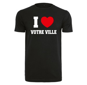 T-shirt femme I LOVE à personnaliser avec le nom de votre ville ou village