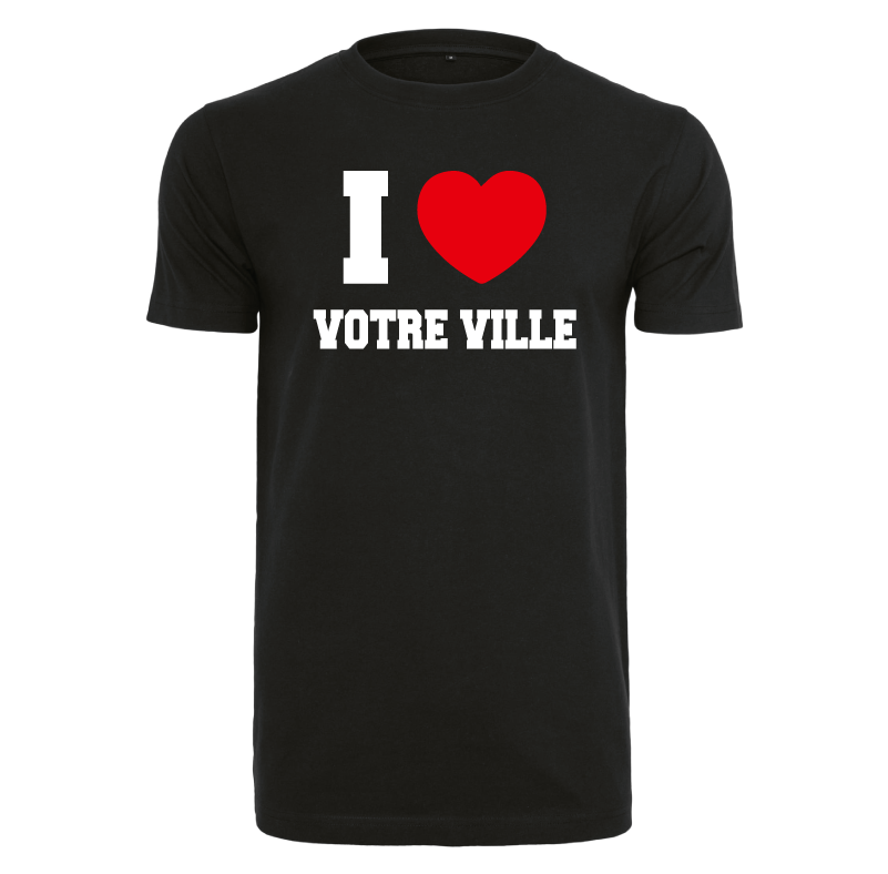 T-shirt homme I LOVE à personnaliser avec le nom de votre ville ou village