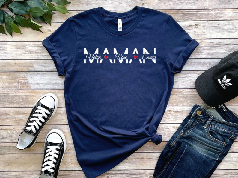 T-shirt MAMAN avec prénom des enfants