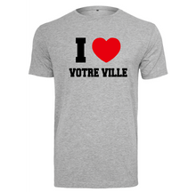 Charger l&#39;image dans la galerie, T-shirt homme I LOVE à personnaliser avec le nom de votre ville ou village