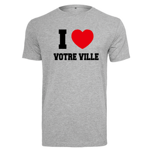 T-shirt homme I LOVE à personnaliser avec le nom de votre ville ou village