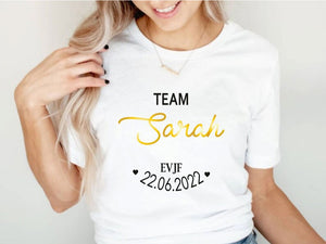 T-shirt EVJF personnalisé avec prénom et date