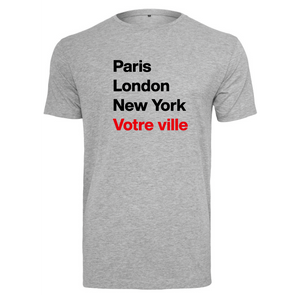 T-shirt homme Paris London New York et la ville ou village de votre choix