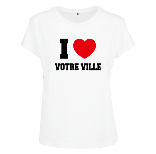 T-shirt femme I LOVE à personnaliser avec le nom de votre ville ou village