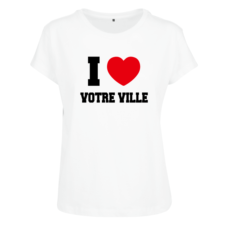 T-shirt femme I LOVE à personnaliser avec le nom de votre ville ou village