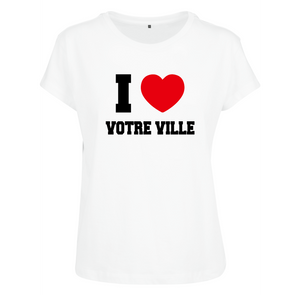 T-shirt homme I LOVE à personnaliser avec le nom de votre ville ou village