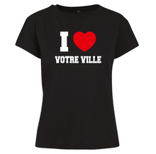 Charger l&#39;image dans la galerie, T-shirt homme I LOVE à personnaliser avec le nom de votre ville ou village