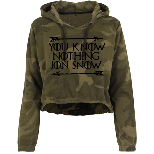 Sweat à capuche court camouflage femme - You know nothing Jon Snow