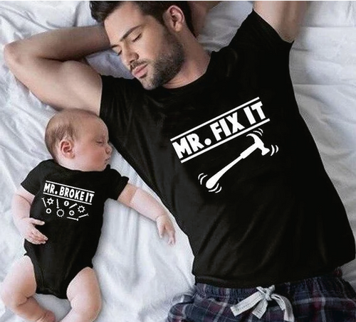T-shirt Papa / Enfant : Mr fix it -,Mr broke it