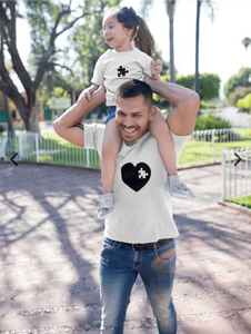 T-shirt Maman / Papa / Enfant : puzzle de mon cœur