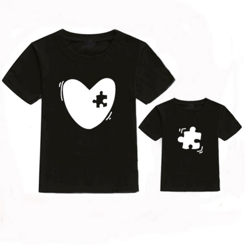 T-shirt Maman / Papa / Enfant : puzzle de mon cœur