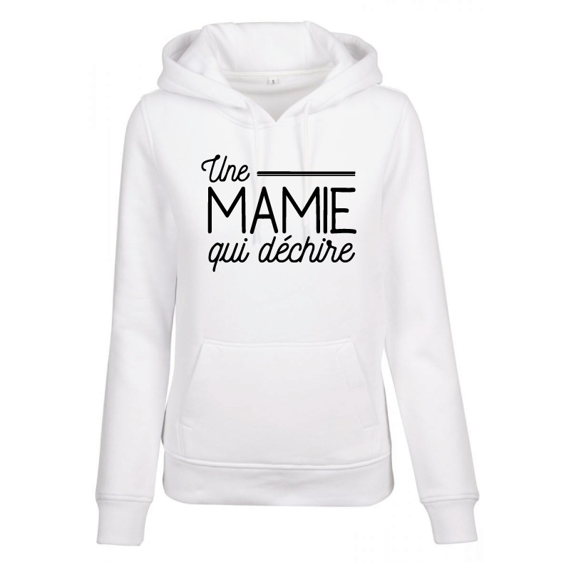 Sweat à capuche femme Une mamie qui déchire