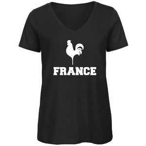 T-shirt biologique col V pour femme France noir