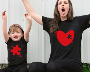 T-shirt Maman / Papa / Enfant : puzzle de mon cœur