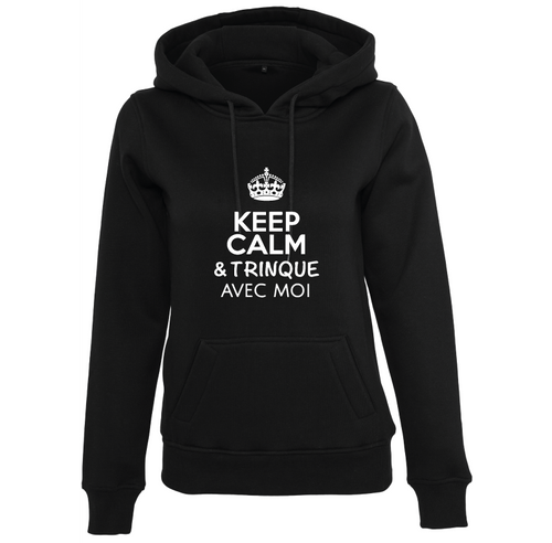 Sweat à capuche femme Keep calm & trinque avec moi