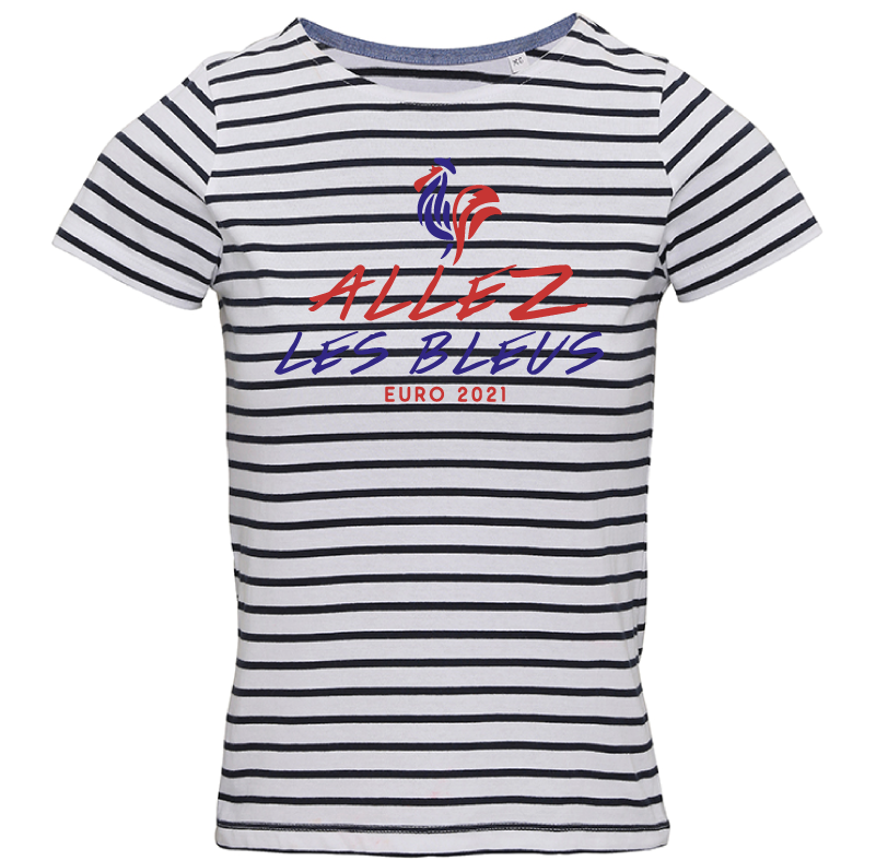 T-shirt marinière pour femme Allez les bleus